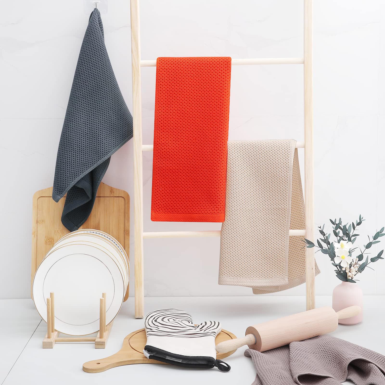Homaxy easy care dish towels machine washable for long lasting softness