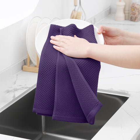 Homaxy eggplant towels folded design complementing modern kitchen decor