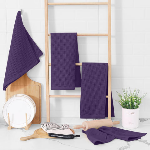 Homaxy eggplant towels in a four-pack for versatile use