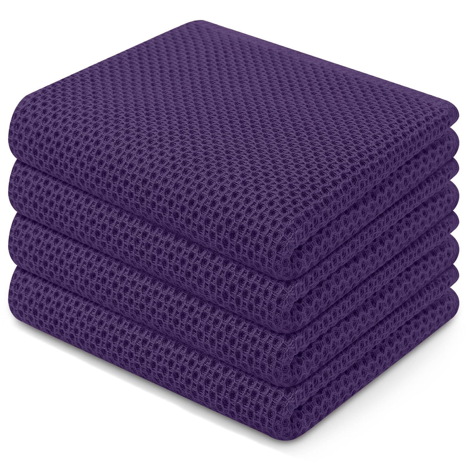 Homaxy eggplant dish towels in waffle weave close-up for soft wiping