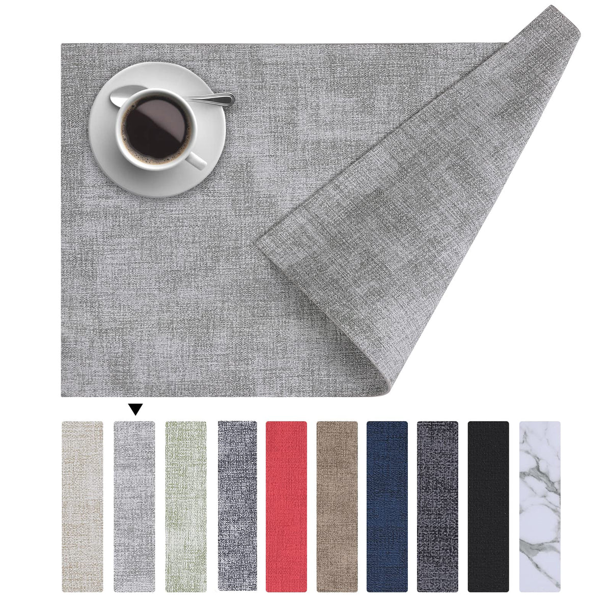 Homaxy faux leather placemats six-pack for durable table protection during meals.