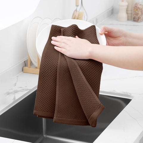 Homaxy four-pack cotton dishcloths in coordinated kitchen colors