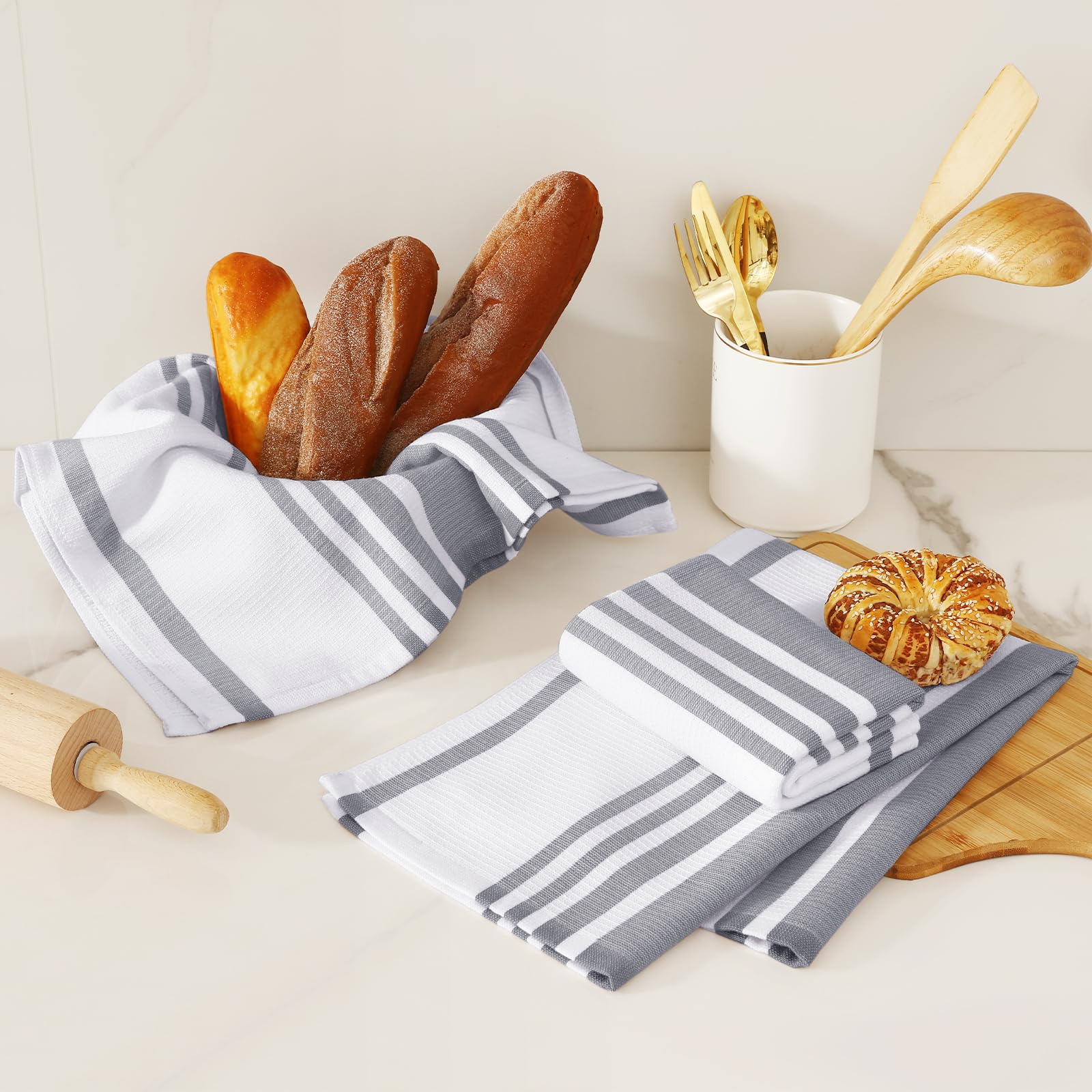 Homaxy grey stripe-terry design adds subtle style to your kitchen.