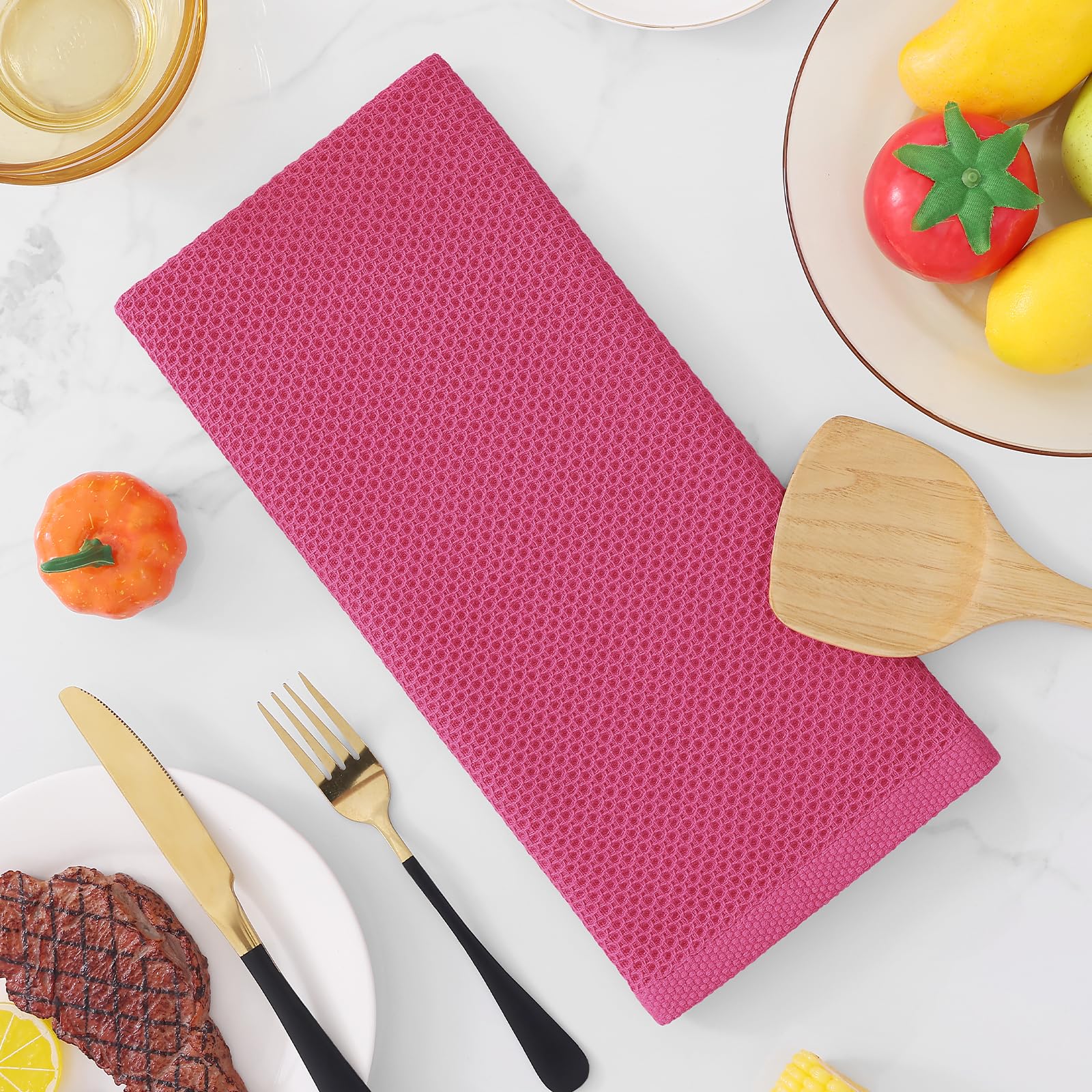 Homaxy hot pink towels bring color and practical functionality to kitchens.