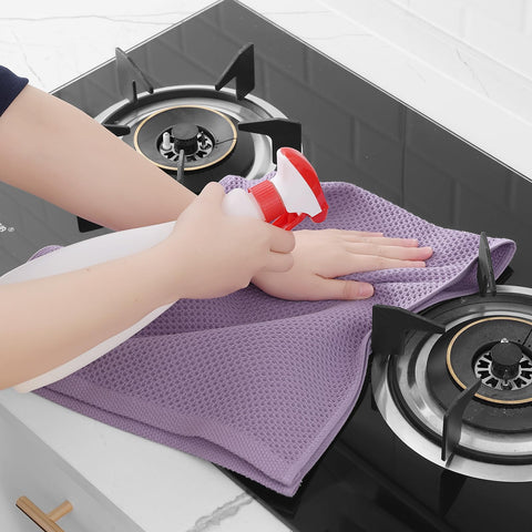 Homaxy lavender towels brighten kitchen decor while performing cleaning tasks.
