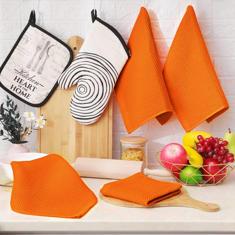 Homaxy kitchen dishcloth care guide showing cold wash and low heat.