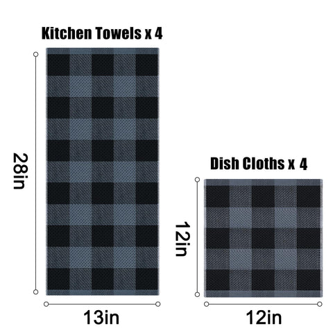 Homaxy 12x12 dishcloths versus 13x28 towels size comparison for layout planning.