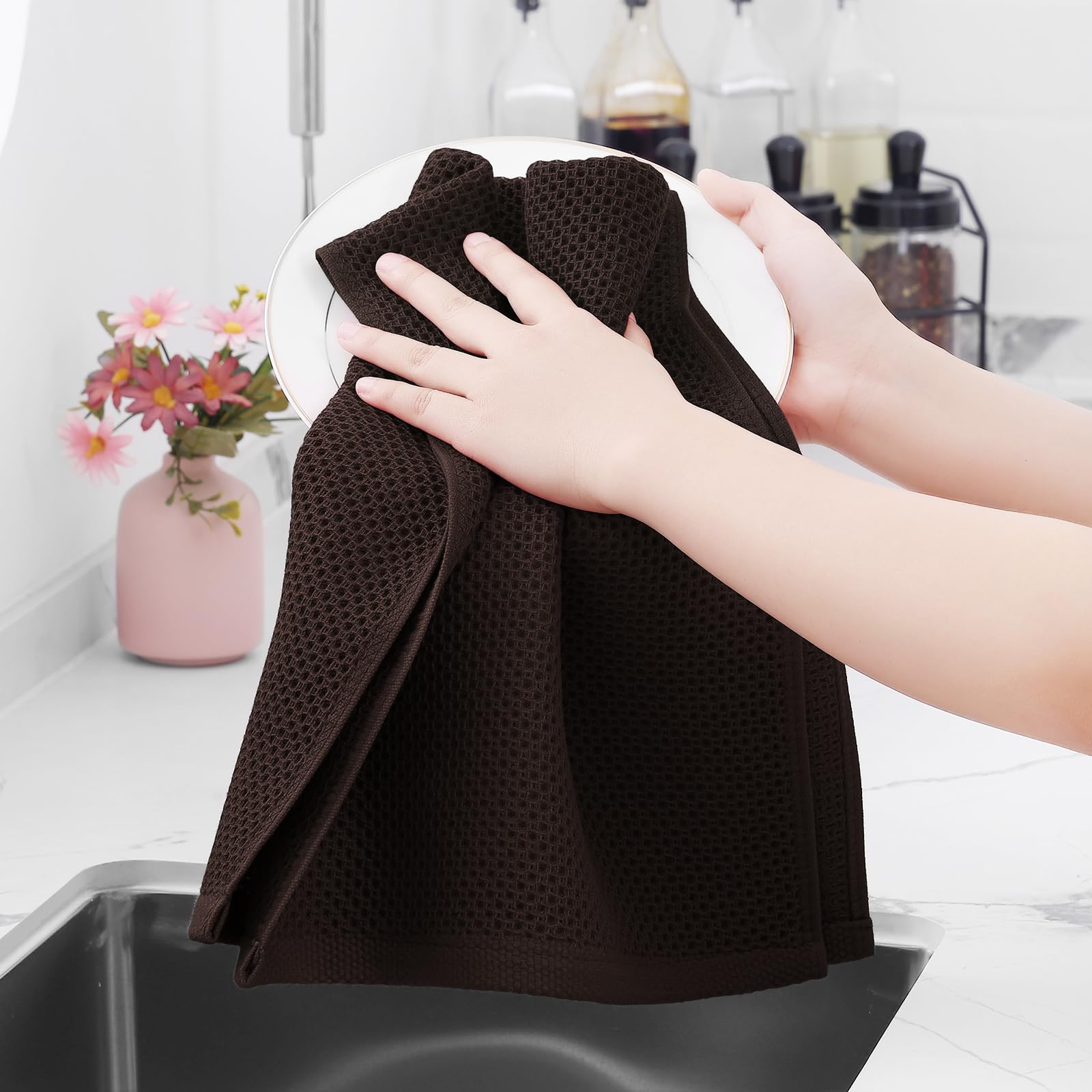 Homaxy four-pack dish towel set packaged for easy storage and gifting