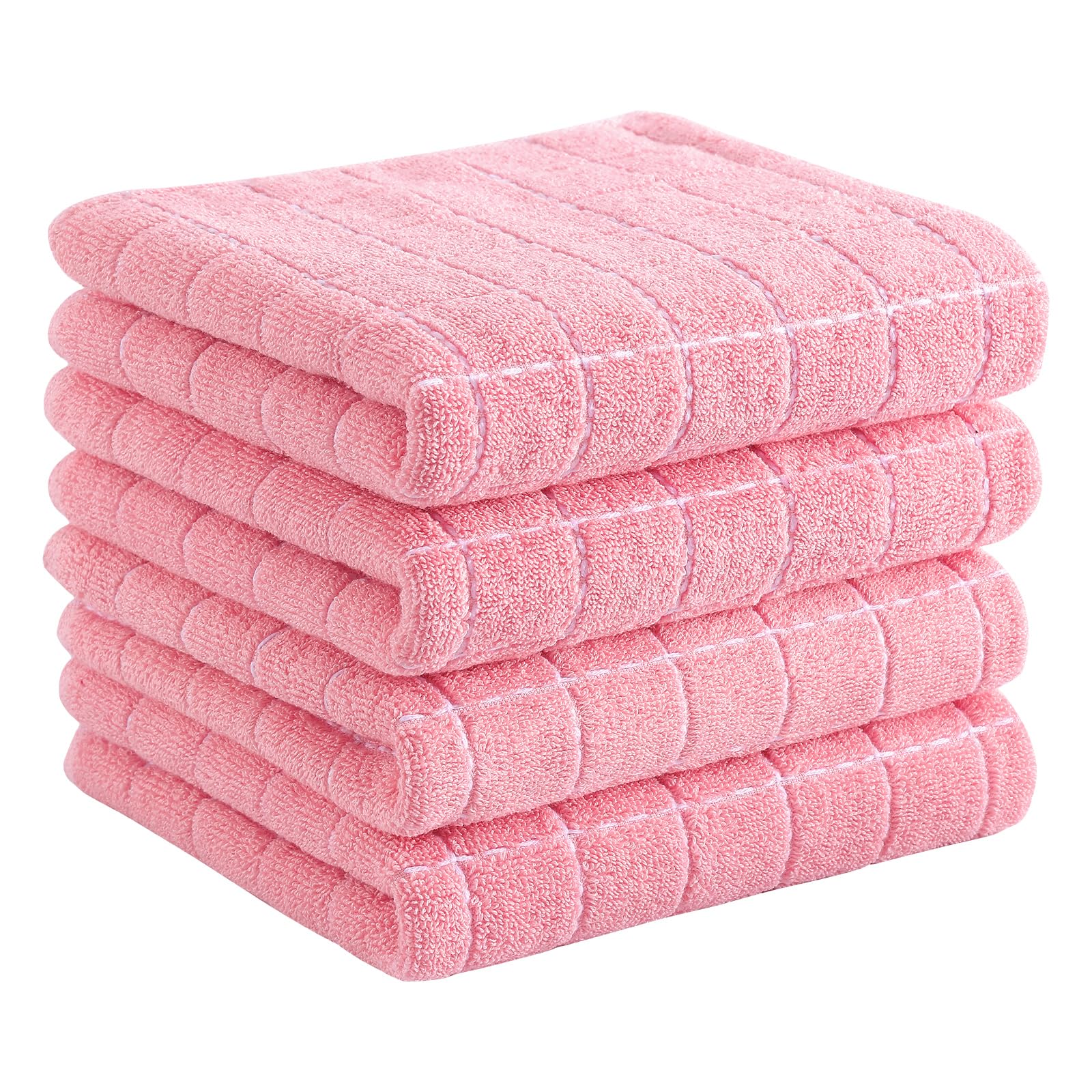 Homaxy pink checkered kitchen towel 13x28 inches, quick-drying and absorbent.