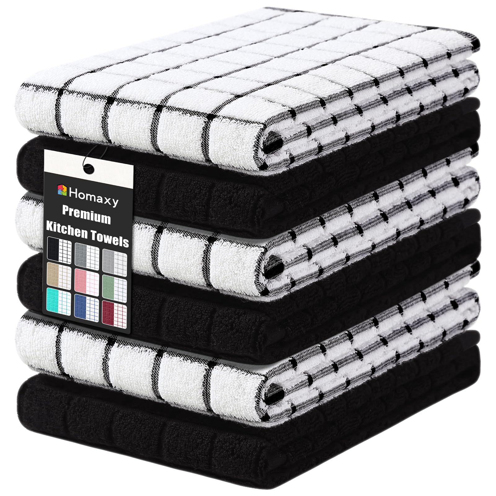 Homaxy premium cotton towel folded with black check design for stylish, absorbent drying.