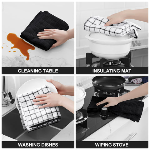 Homaxy towel showcases black check design for modern kitchen style.