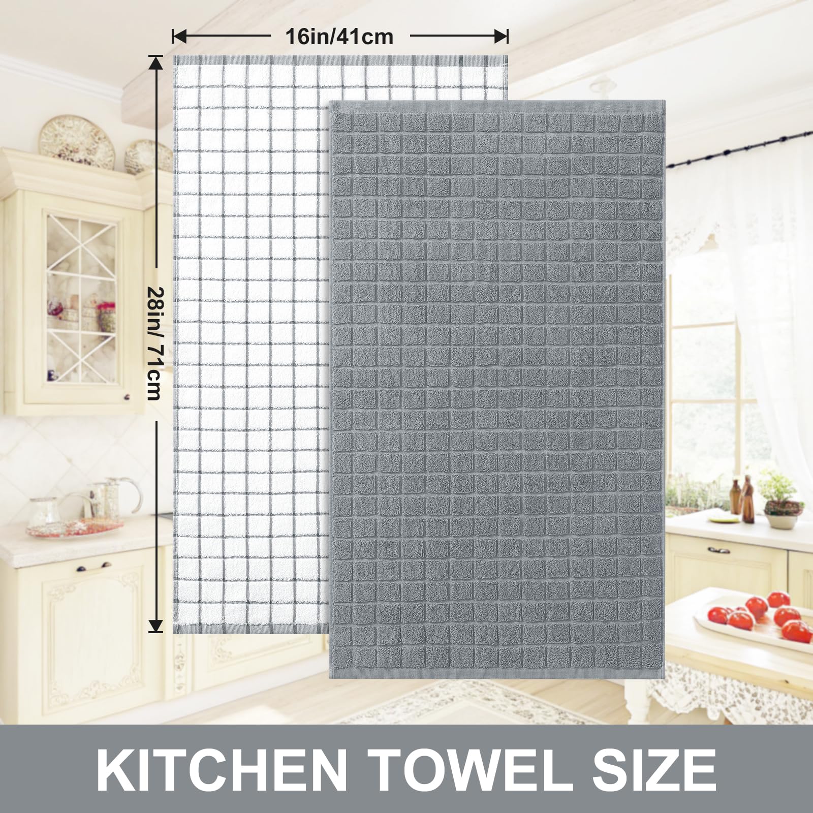 Homaxy premium cotton towel in a dish-drying scene quickly soaks spills for cleaner counters.