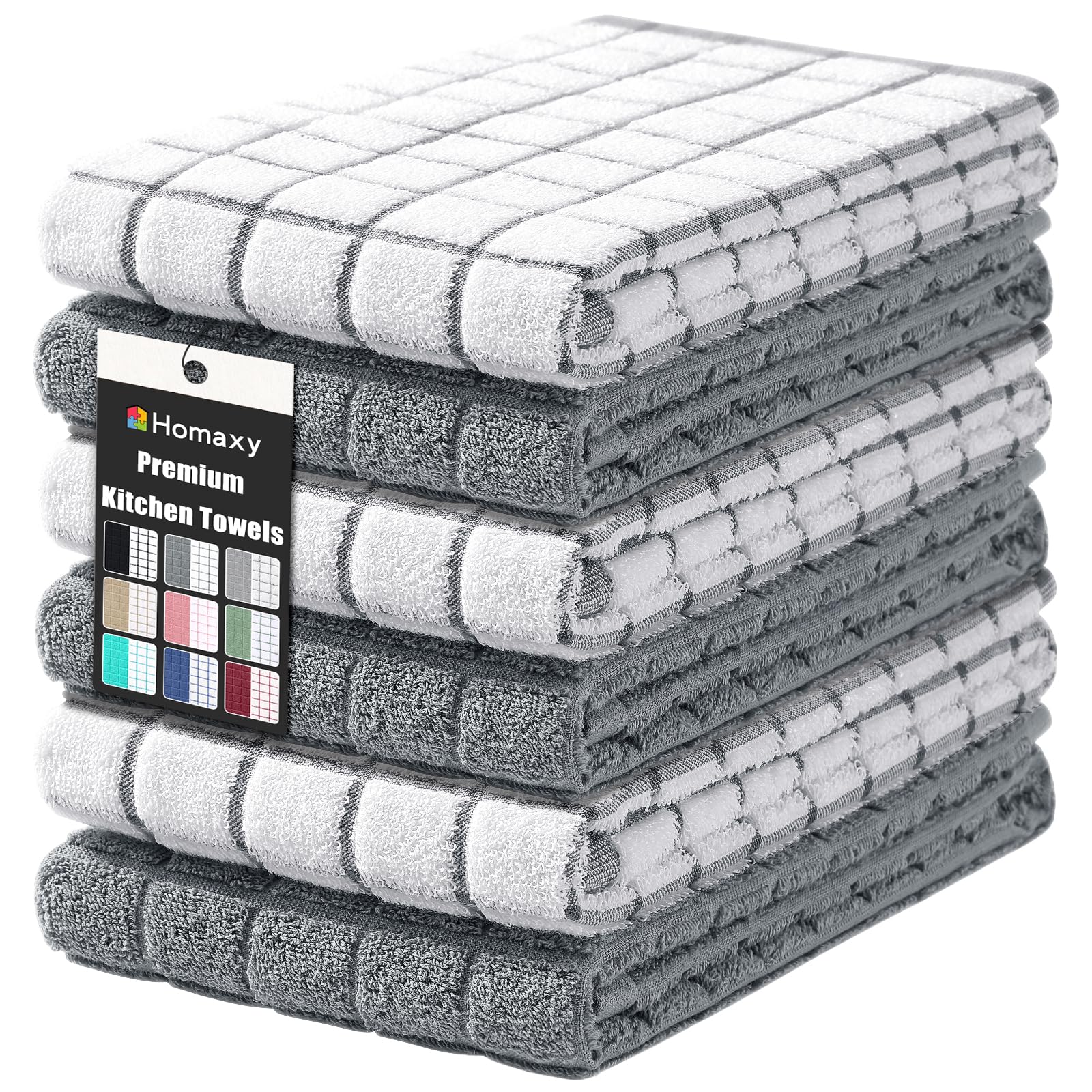 Homaxy premium cotton towel, folded to show soft texture and grey check design for everyday use.