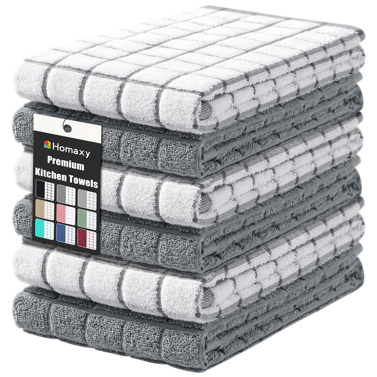 Homaxy premium cotton towel, folded to show soft texture and grey check design for everyday use.