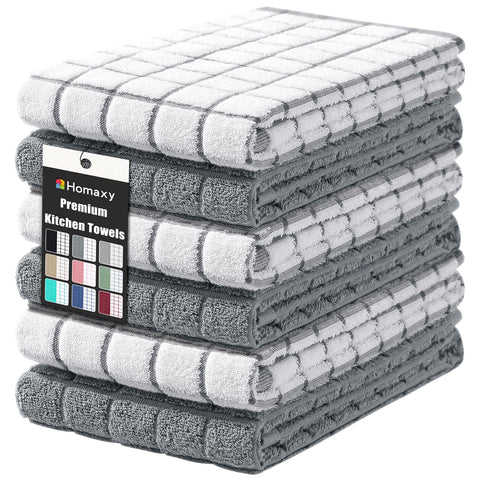 Homaxy premium cotton towel, folded to show soft texture and grey check design for everyday use.