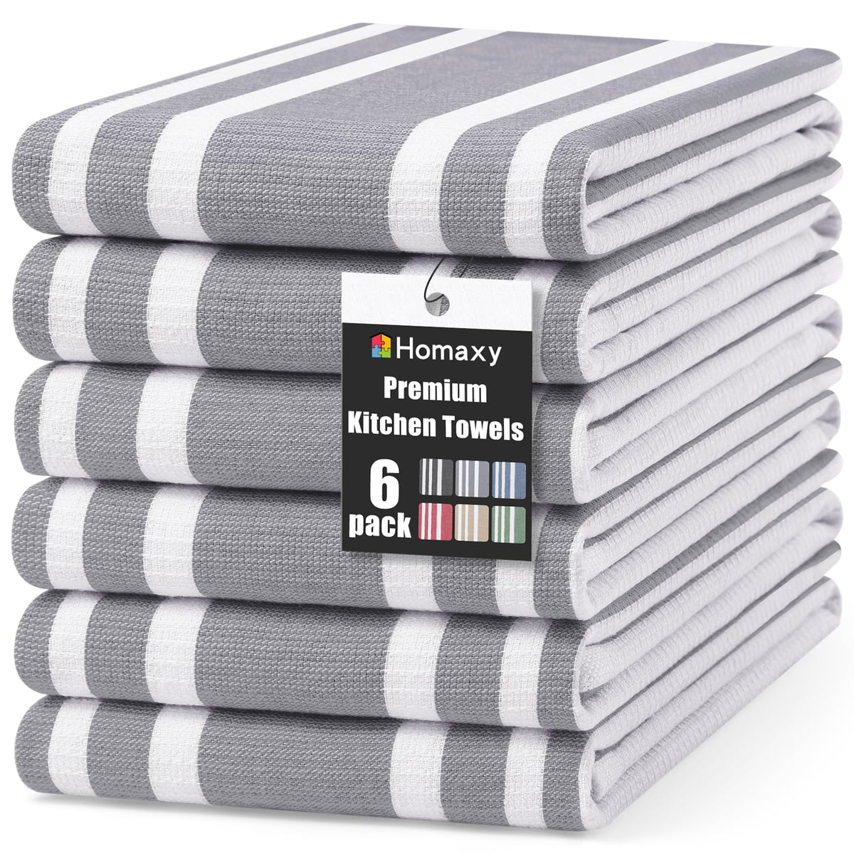 Homaxy premium kitchen towels with stripe and terry design ideal for versatile cleaning.