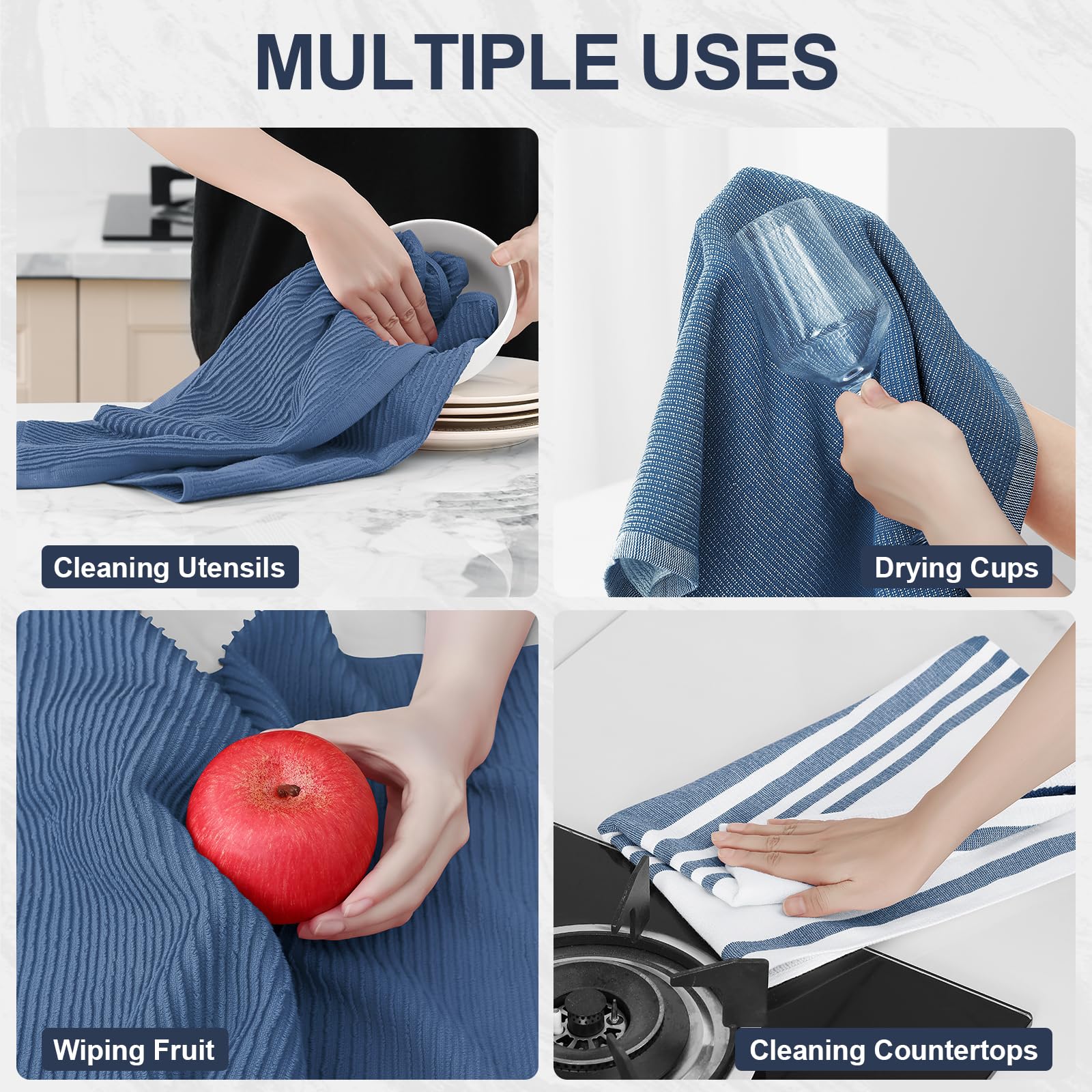 Homaxy 6-pack towels laid out for versatile kitchen use.