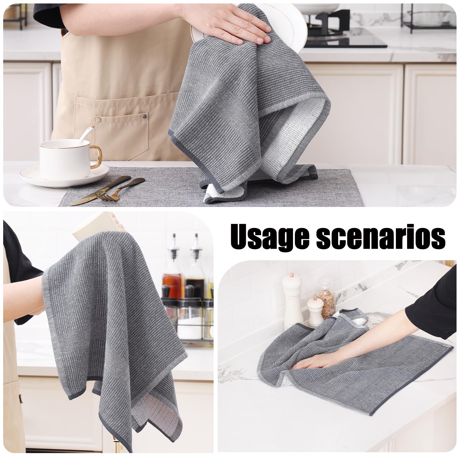 Homaxy gray towels bring soft, durable performance to any kitchen.