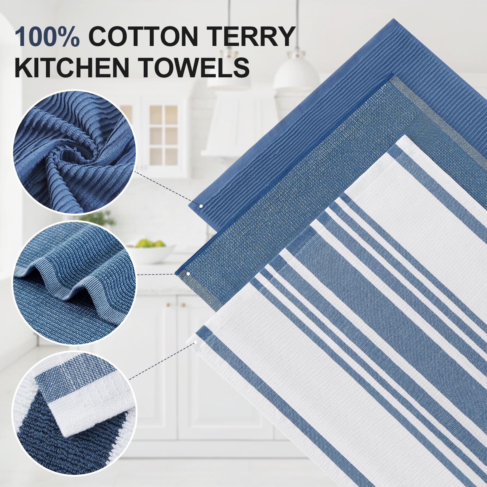 Homaxy towel with striped design adds décor while handling spills.