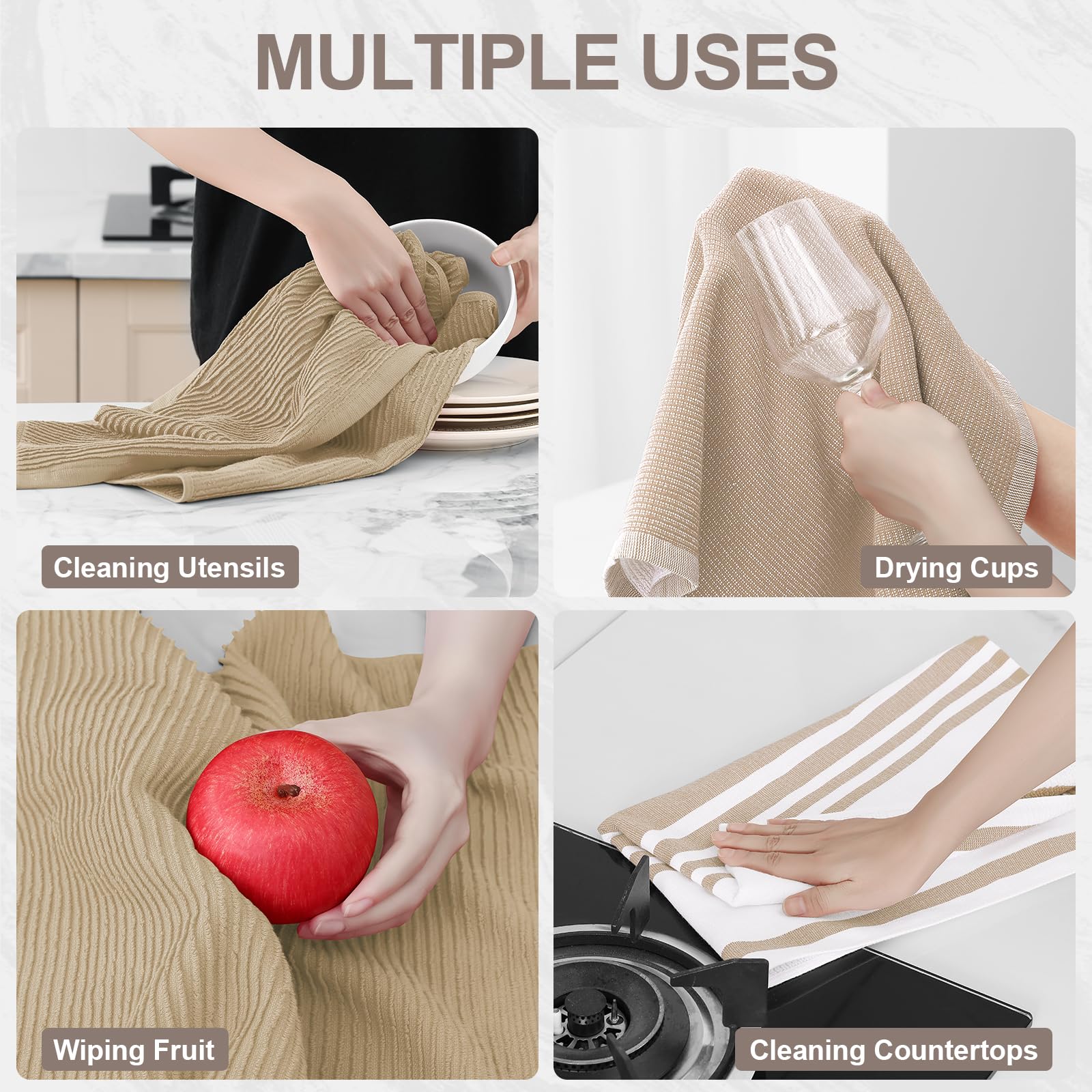 Homaxy towels show terry, ribbed, striped details for soft texture and grip.