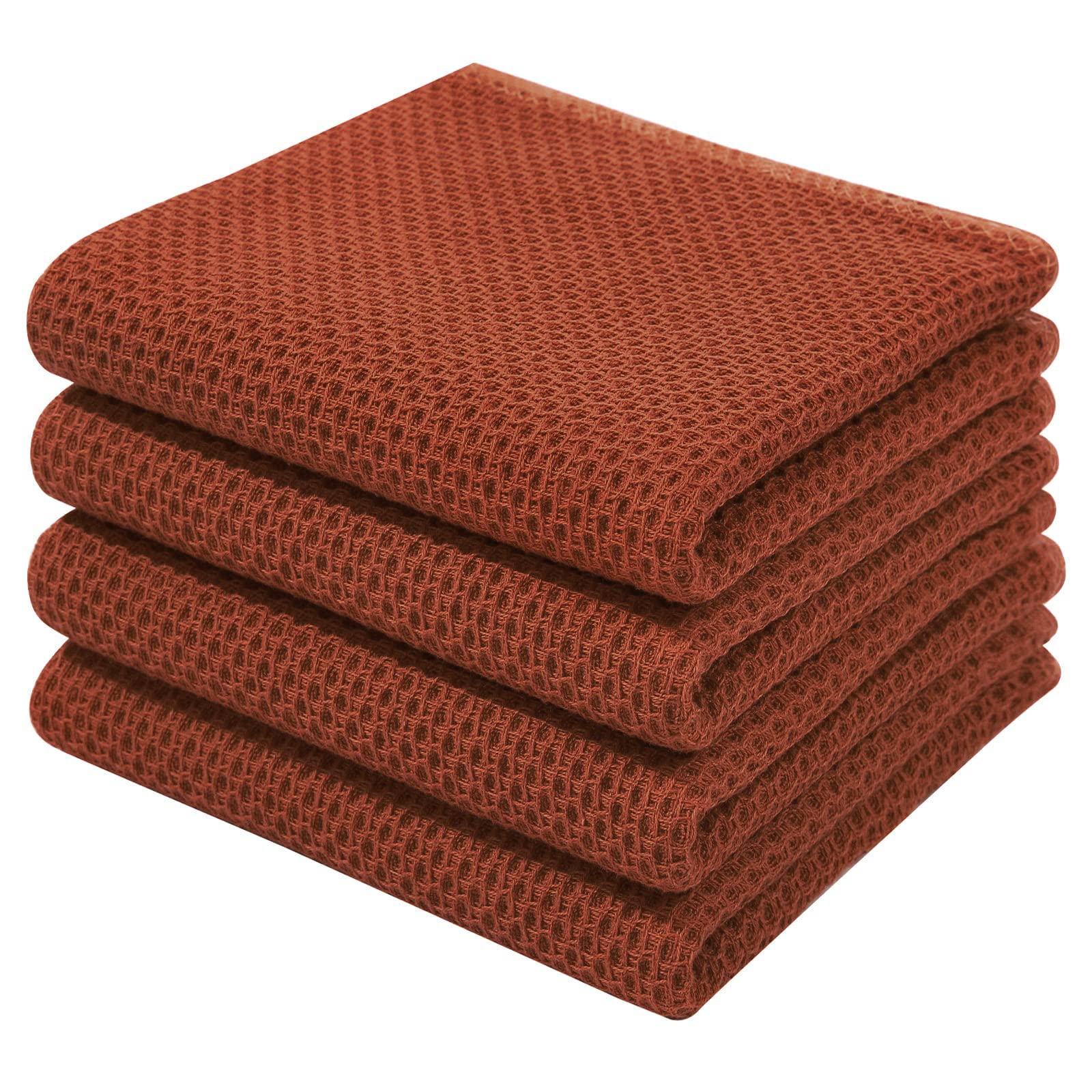 Homaxy rust waffle-dish towel with soft texture for gentle cookware drying.