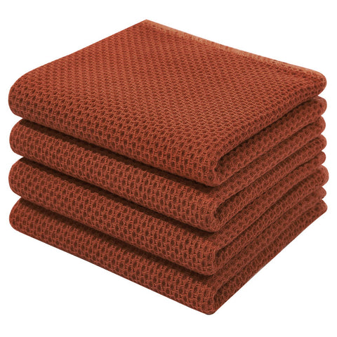 Homaxy rust waffle-dish towel with soft texture for gentle cookware drying.