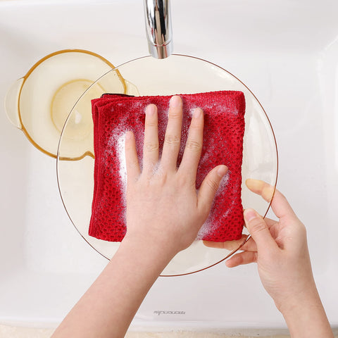 Homaxy red cotton dishcloth with ultra-soft texture for delicate surfaces
