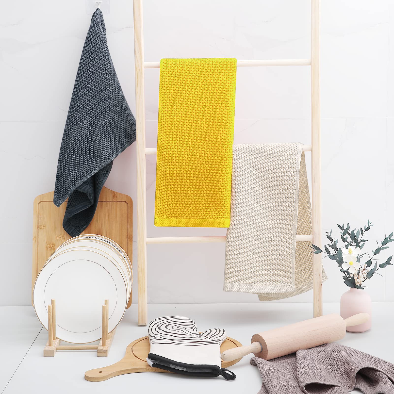 Homaxy lightweight, absorbent yellow towels for daily use