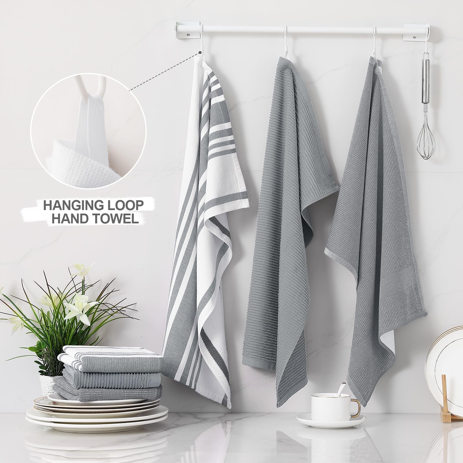 Homaxy terry ribbed striped design towel adds style and practical grip in the kitchen.