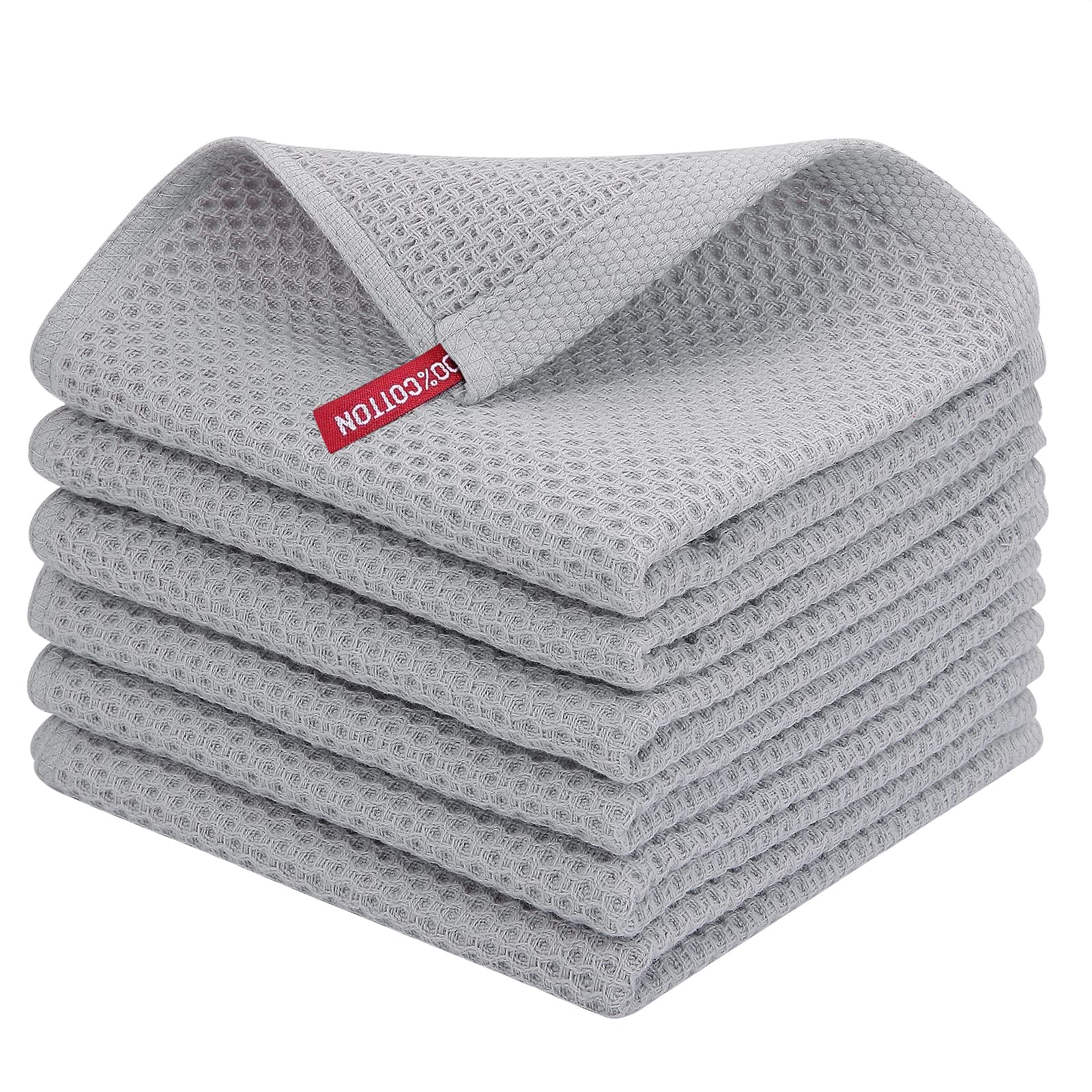 Homaxy waffle dishcloth light gray close-up shows honeycomb weave for quick drying