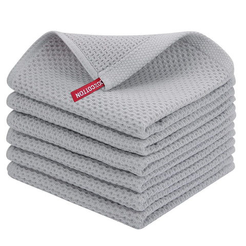 Homaxy waffle dishcloth light gray close-up shows honeycomb weave for quick drying