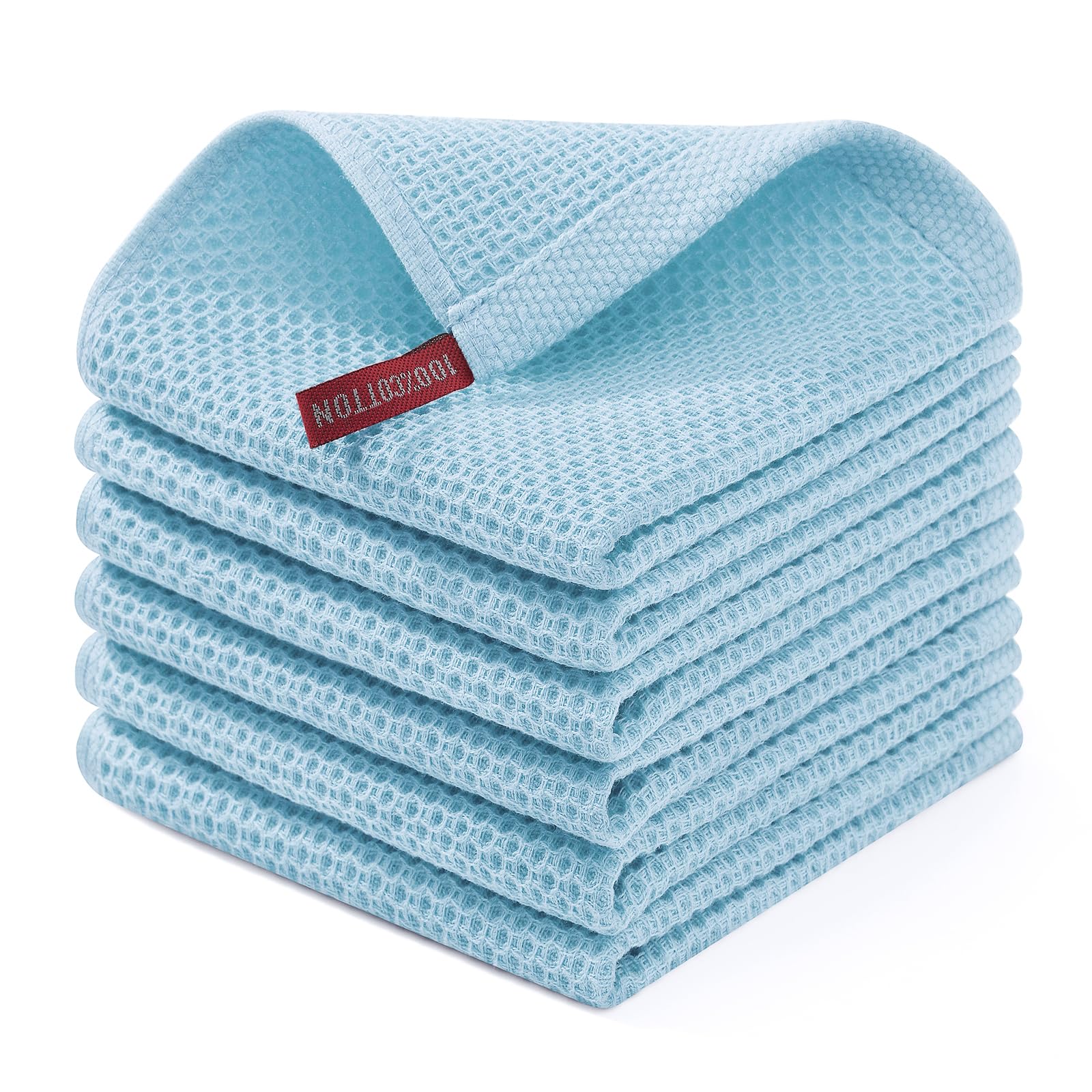 Homaxy waffle dishcloth in sky blue, soft and absorbent for delicate cookware.