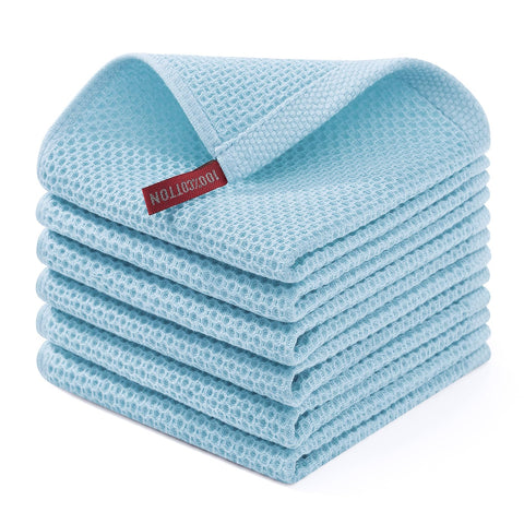 Homaxy waffle dishcloth in sky blue, soft and absorbent for delicate cookware.