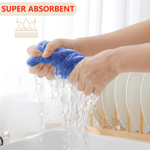 Homaxy waffle dishcloths in blueberry support soft, non-scratch cleaning of cookware.