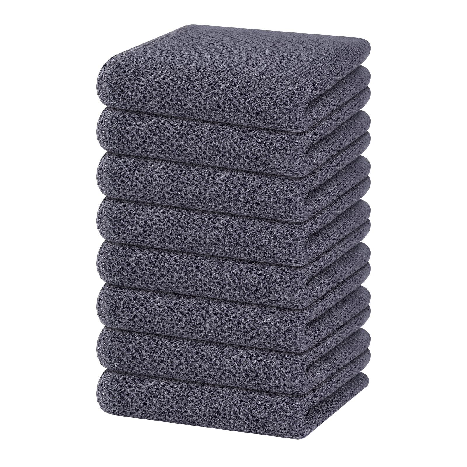 Homaxy waffle weave dish towels in dark grey, soft and absorbent for daily drying