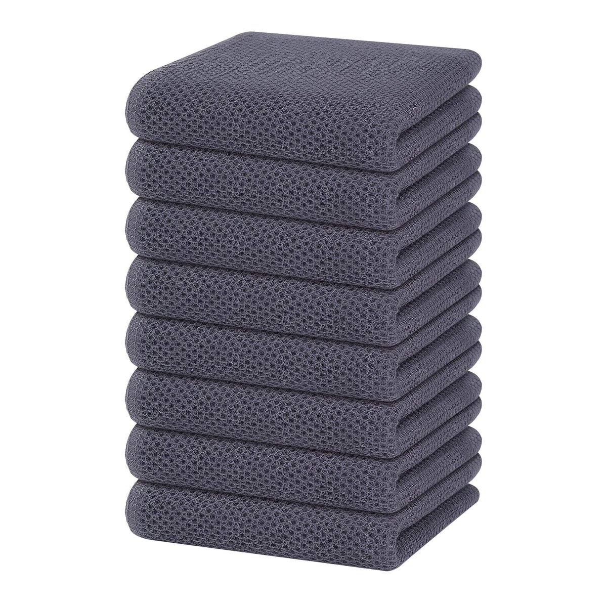 Homaxy waffle weave dish towels in dark grey, soft and absorbent for daily drying