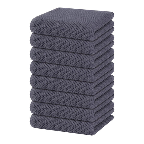 Homaxy waffle weave dish towels in dark grey, soft and absorbent for daily drying