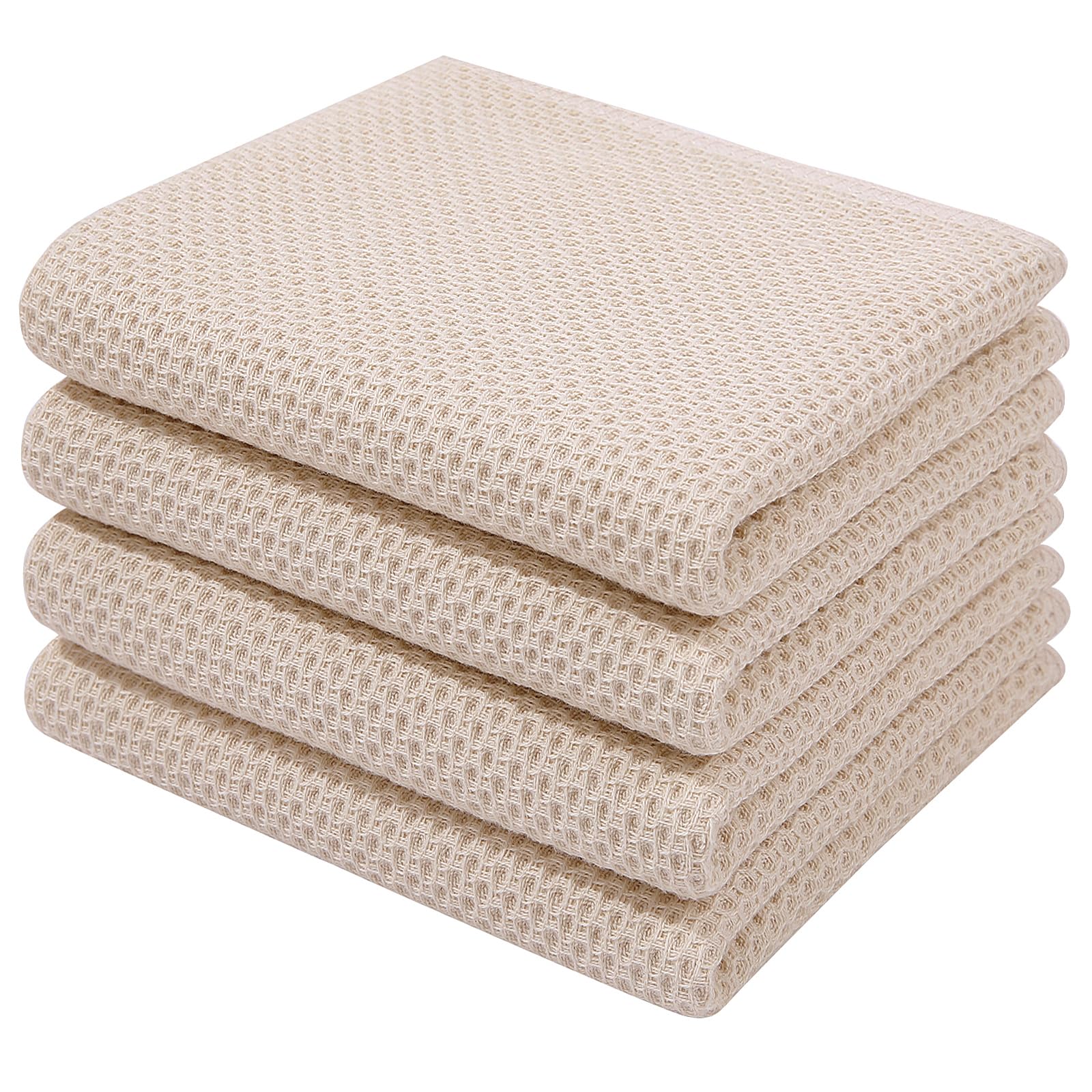 Homaxy waffle-weave dish towels in beige show fast absorption for busy kitchens.