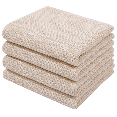 Homaxy waffle-weave dish towels in beige show fast absorption for busy kitchens.