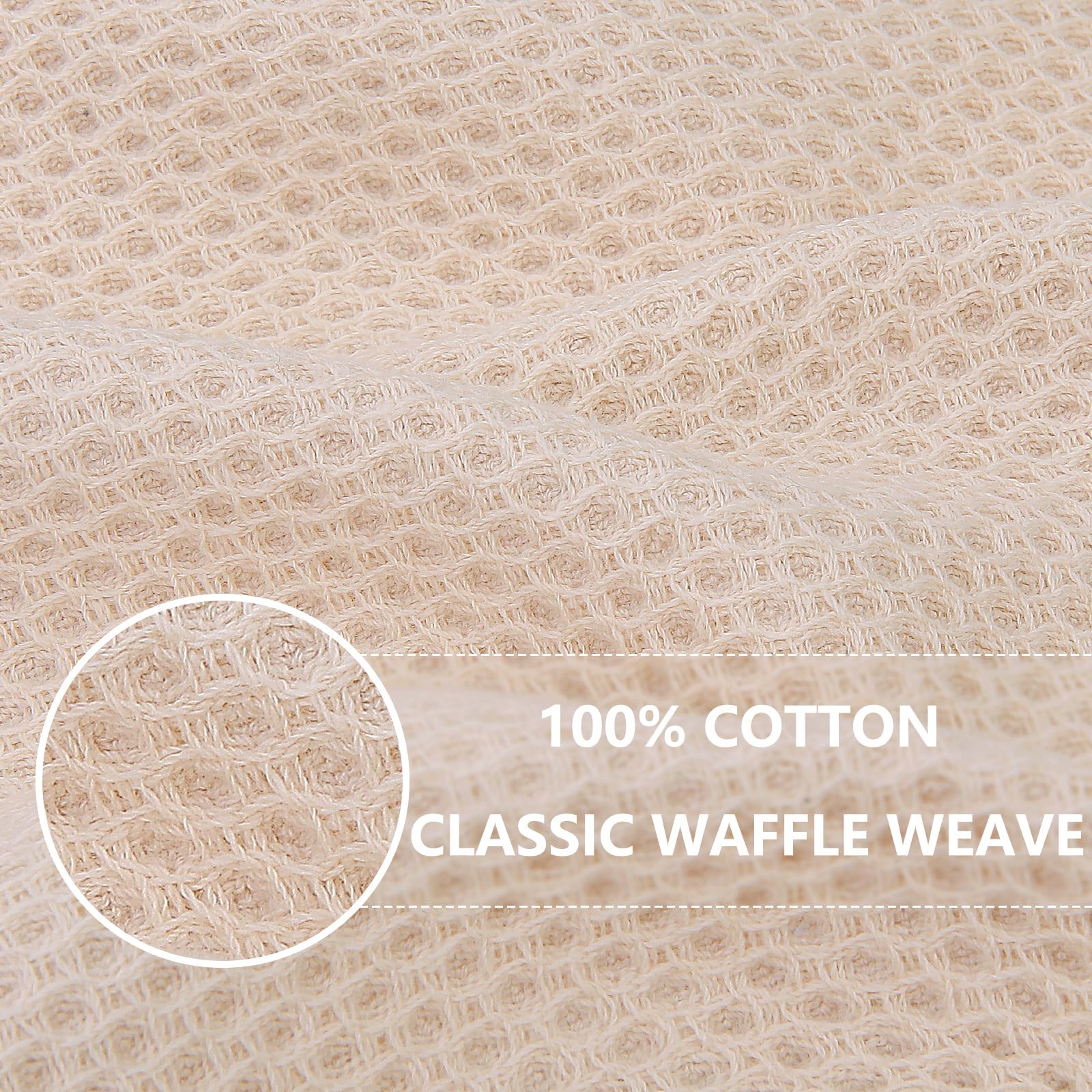 Closeup of Homaxy waffle-weave towels highlighting durable honeycomb pattern.