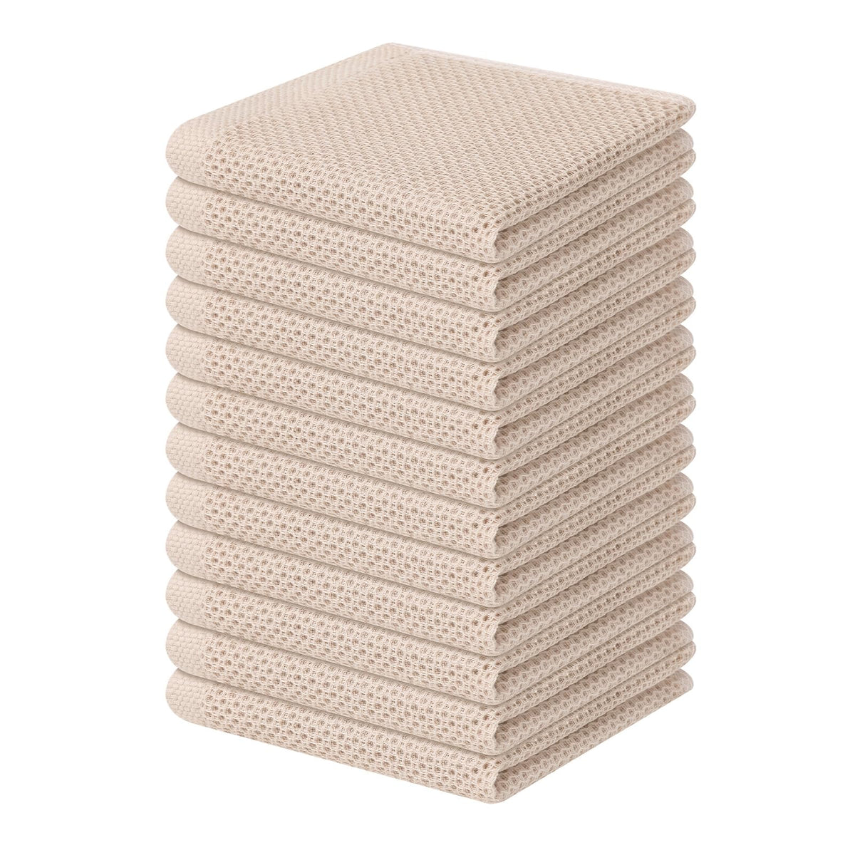 Homaxy waffle weave beige dishcloth close-up texture for gentle drying.