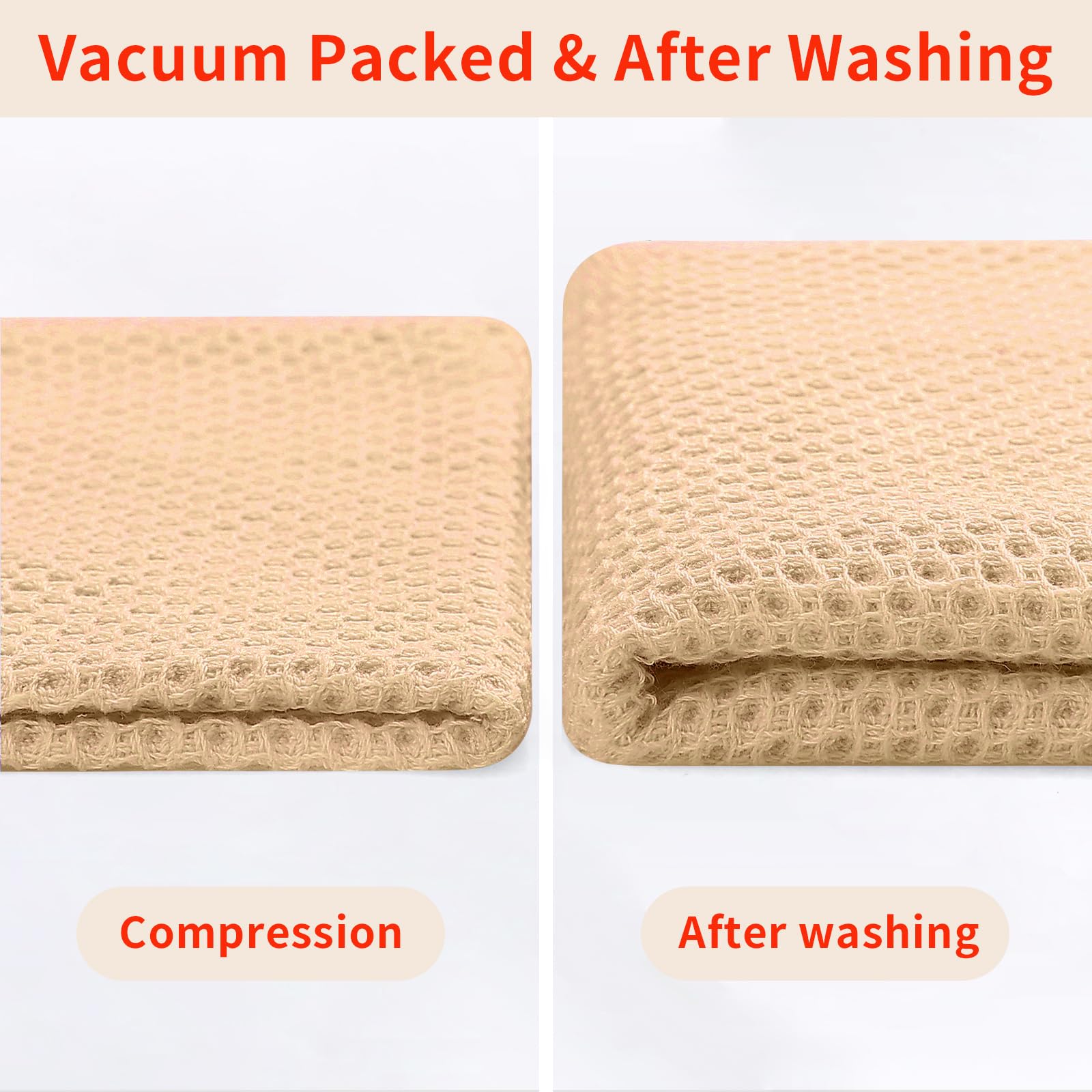 Homaxy apricot waffle weave dishcloths ideal for drying pans and countertops.