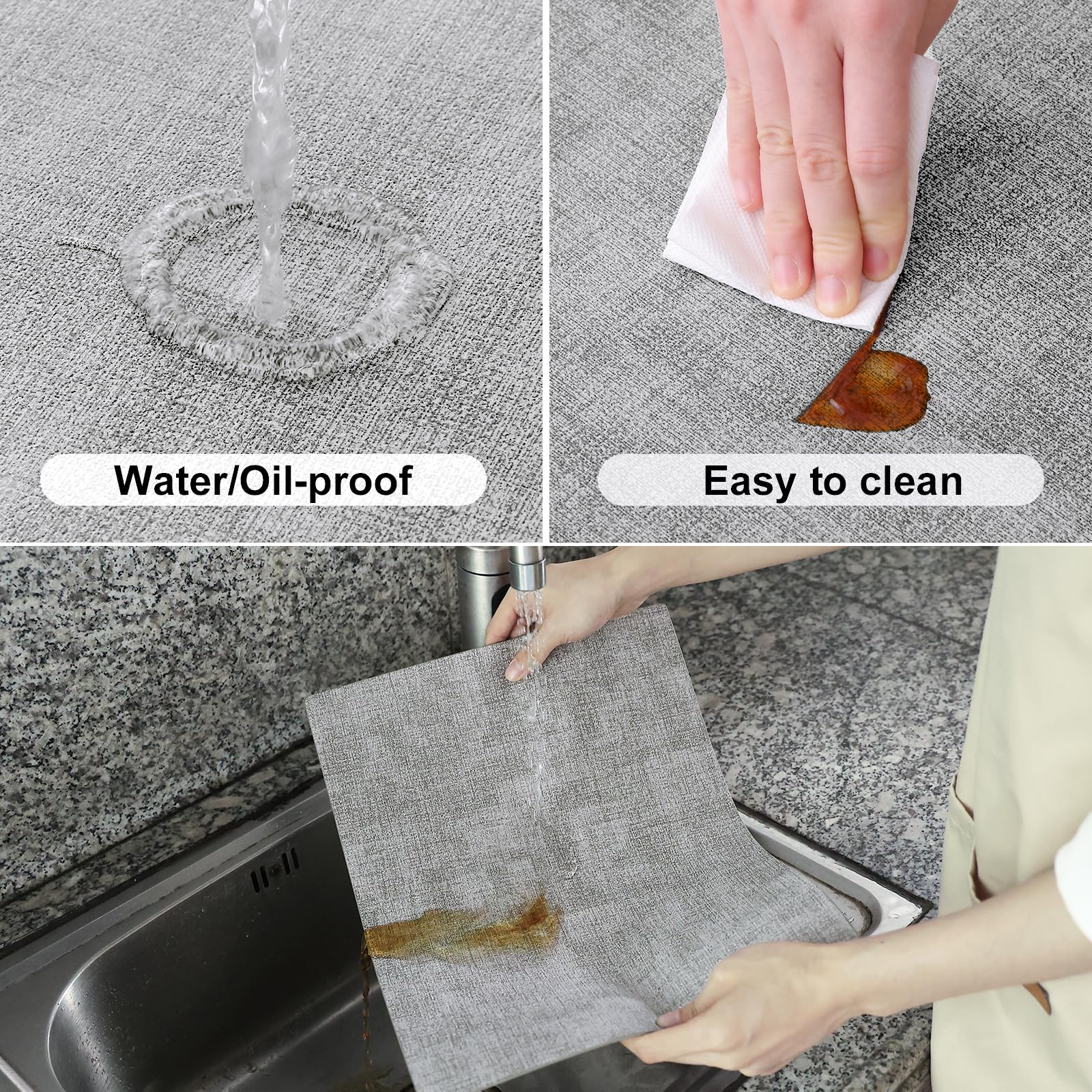Homaxy waterproof, stain-resistant placemats keep surfaces clean after spills.