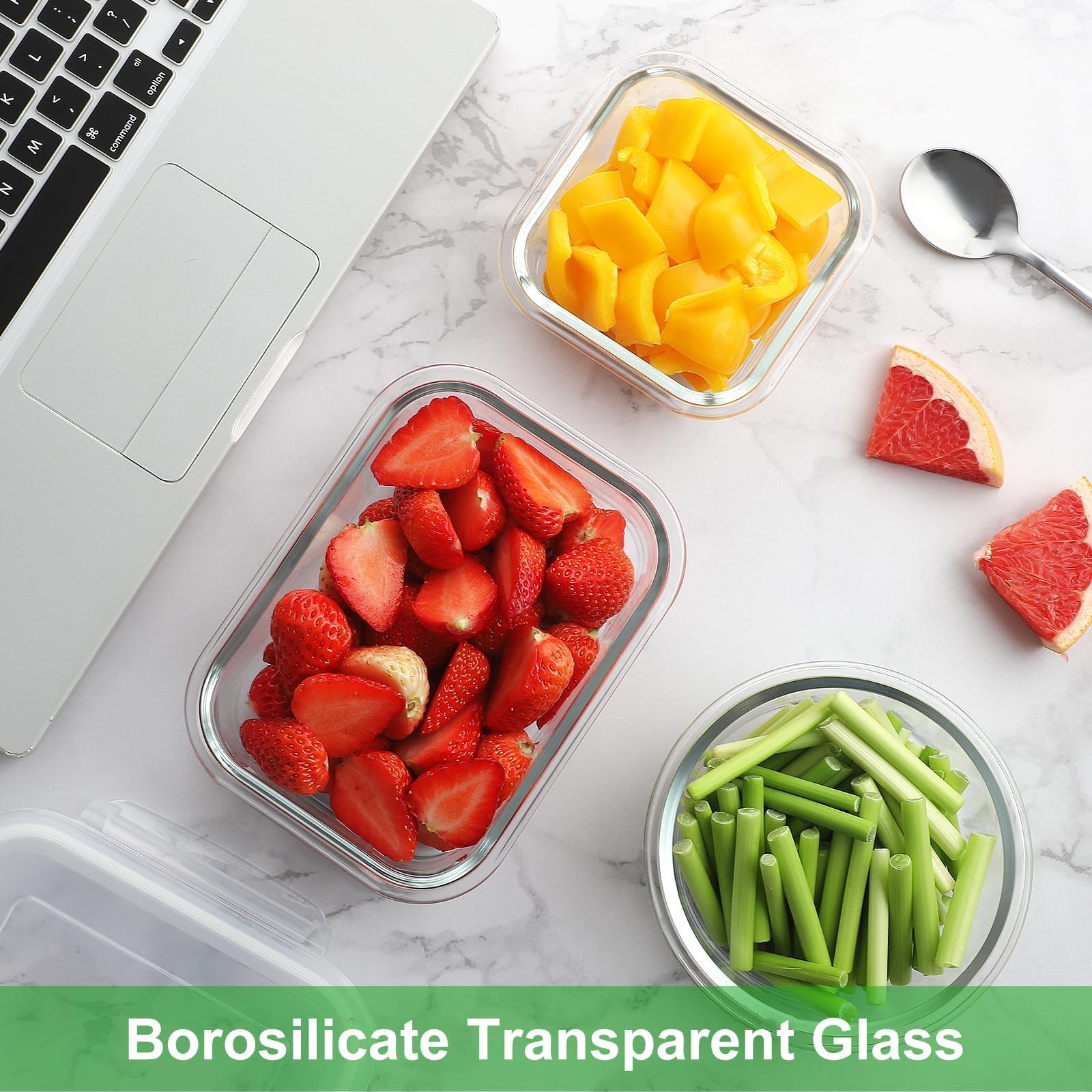 HOMBERKING 330ml square container ideal for snacks and single portions.