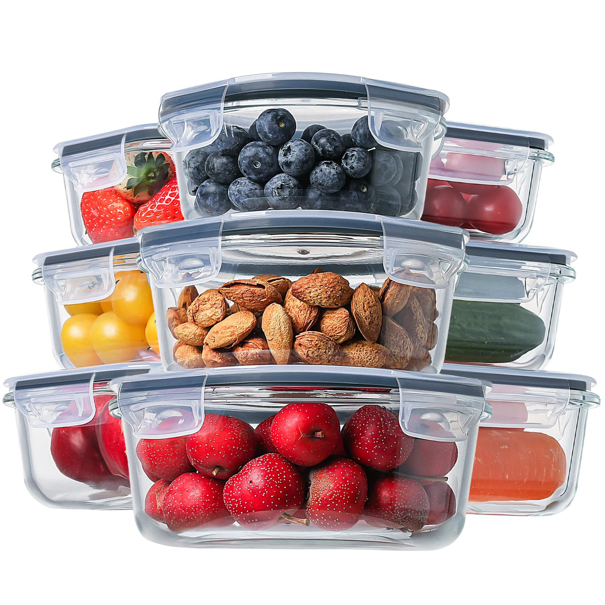 HOMBERKING 370ml rectangle glass container, ideal for portion-controlled meals and grab-and-go lunches.