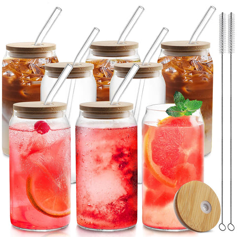 HOMBERKING 8-pack can-shaped glass cups for versatile entertaining