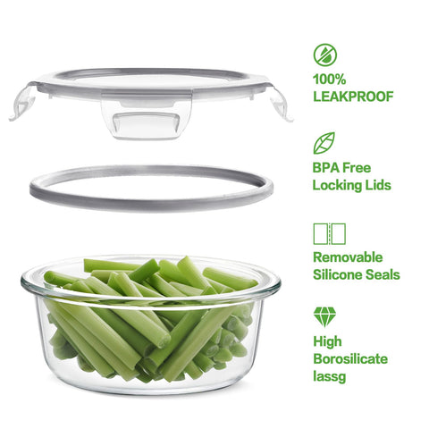 HOMBERKING 1040ml rectangle glass container for bulk meals with secure seal