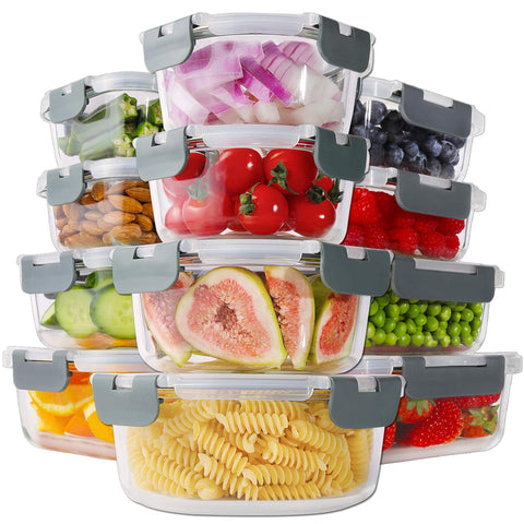 HOMBERKING rectangular 370ml glass container with lid for meal prep