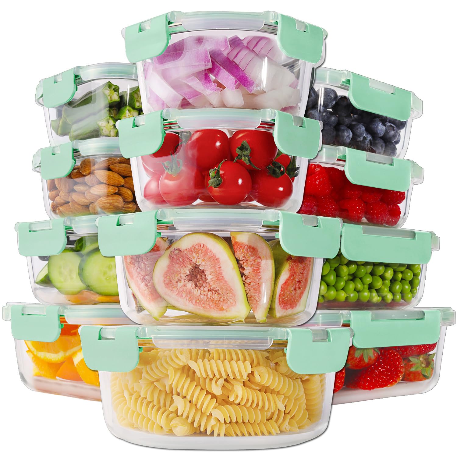 HOMBERKING rectangular 370ml container shows clear glass for fresh leftovers.
