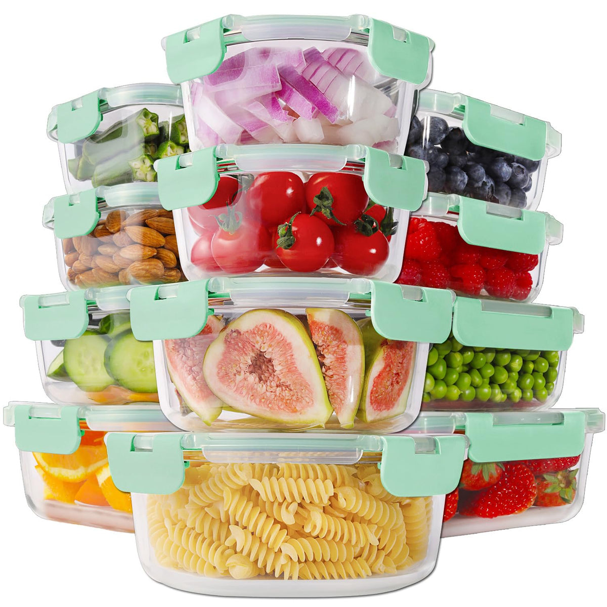 HOMBERKING rectangular 370ml container shows clear glass for fresh leftovers.